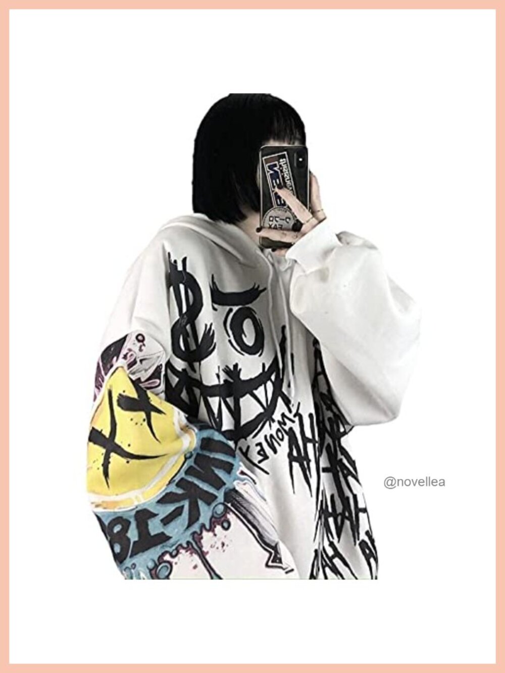 Gothic Hooded Pullover Sweater Thick Velvet Lined Loose Fit Animal Print